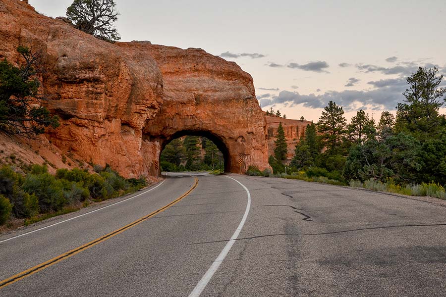 Clearfield UT - View Of Road And Natural Rock Tunnel In National Park In Clearfield Utah